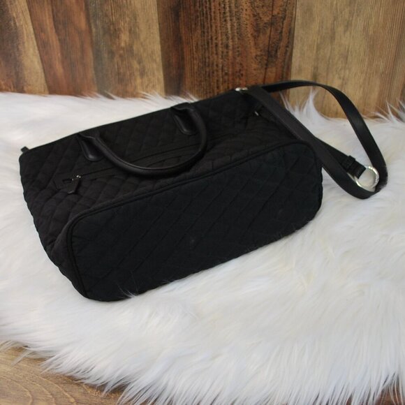 NWT Vera Bradley Casual Satchel Classic Black Quilted Multi Purpose Bag/Purse - Picture 4 of 5